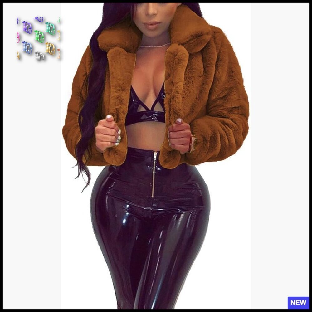 Faux Fur Cropped Jacket Soft Shaggy Open Front Cardigan Winter Outerwear Chic